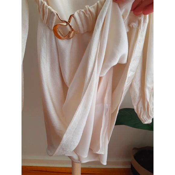 SHONA JOY La Lune Balloon Sleeve Mini Dress w Belt in Cream *NWT Size 12* - Picture 11 of 12